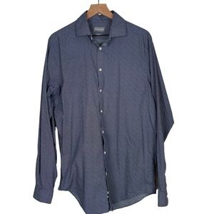 Michael Kors‎ Mens Button Up Shirt Size 16.5 Blue White Stretch Preppy